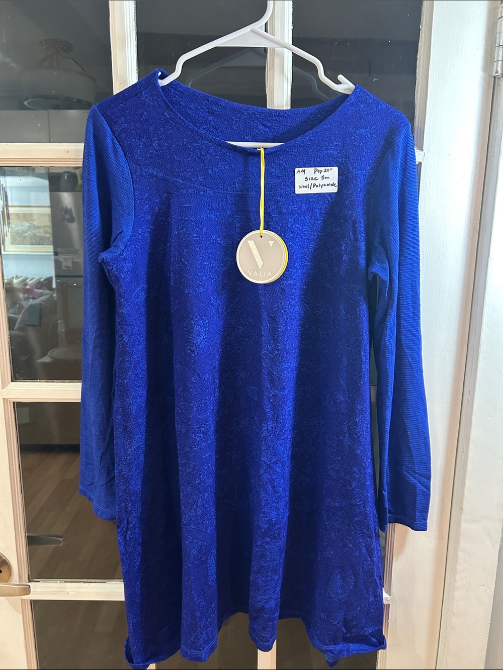 A49.    Valia Cobalt Blue Long Sleeve A-Line Tunic